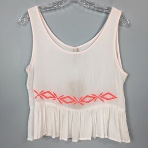 PAPER Crane Embroidered Boho Peplum Tank Top